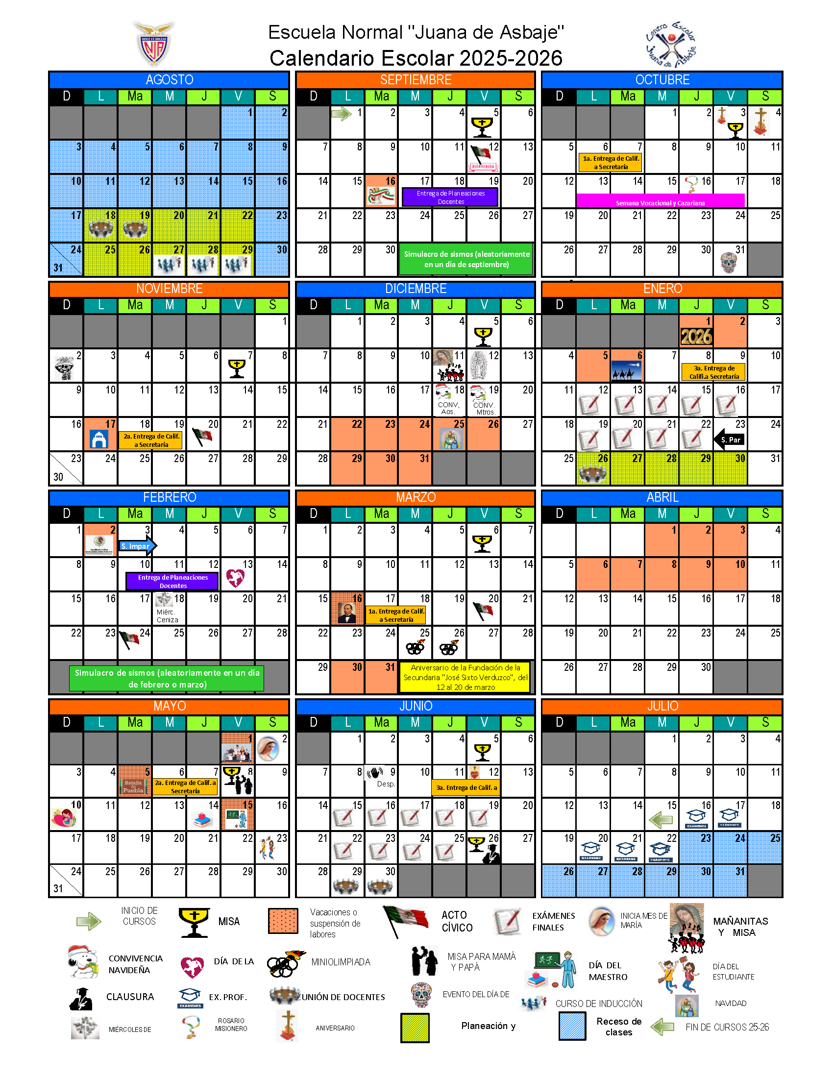 CALENDARIO ESCOLAR NJA 2025-2026