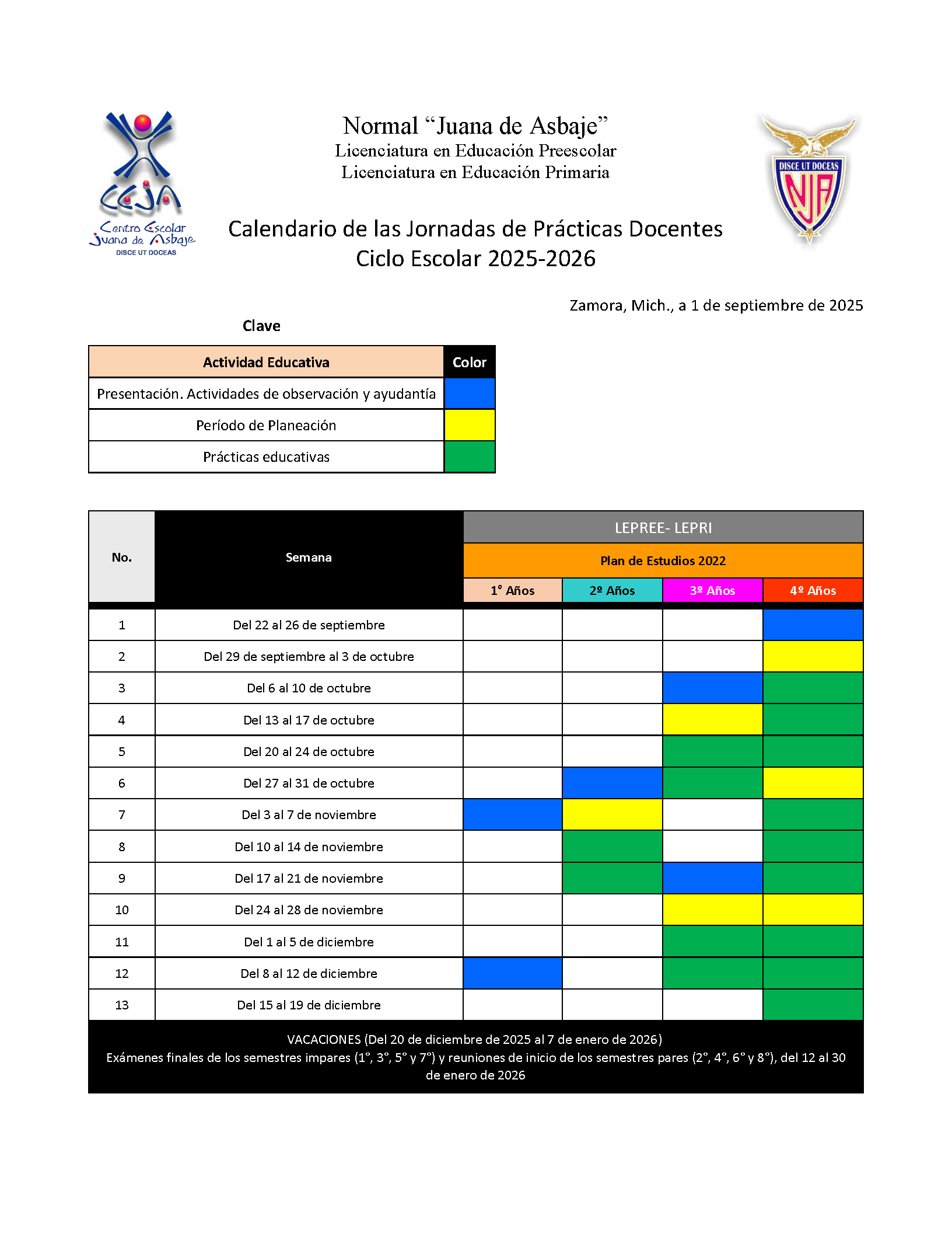 Calendario Semanal de Prácticas Docentes NJA 2025-2026_Page_1